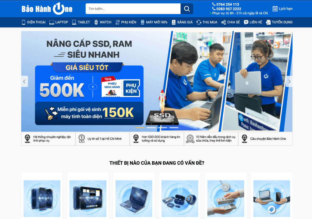 Mô hình Landing Page chiến dịch nâng cấp của Bảo Hành One