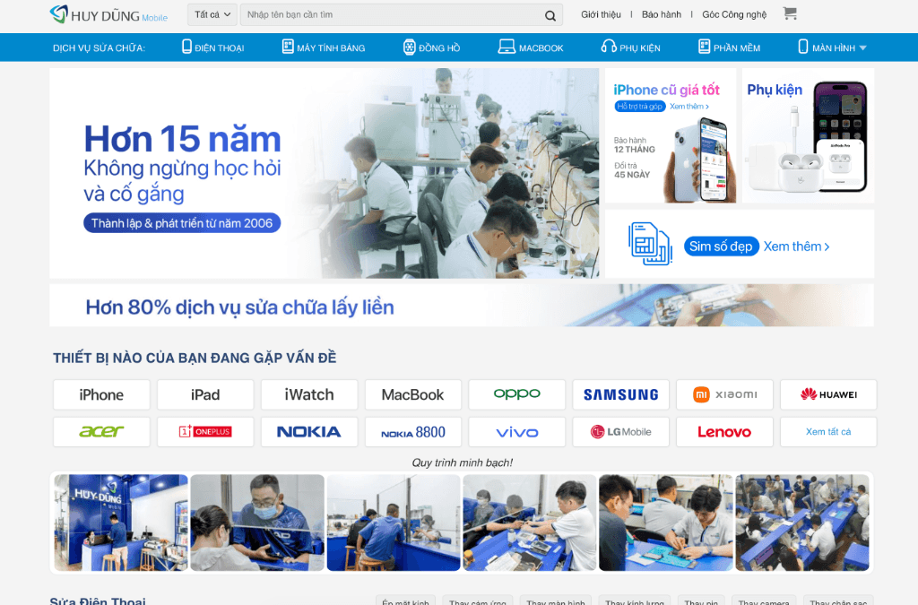 Mô hình tối ưu Landing Page minh bạch của Huy Dũng Mobile