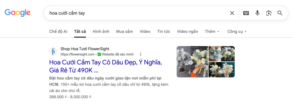 Top 1 Google Sự Kiện "Hoa Cưới Cầm Tay"