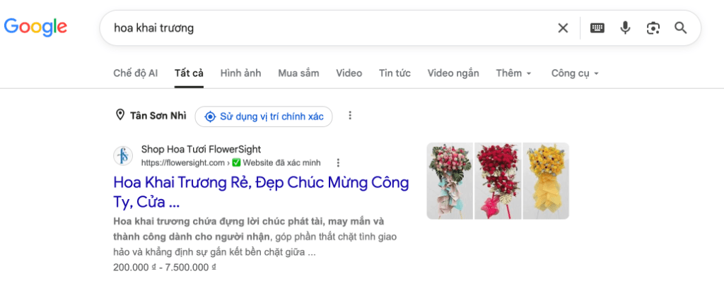 Top 1 Google B2B "Hoa Khai Trương"