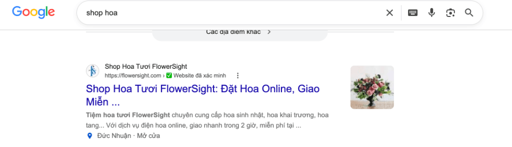 Top 1 Google Toàn Ngành "Shop Hoa"