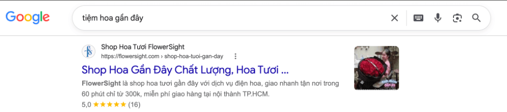 Top 1 Google Tức Thời "Tiệm Hoa Gần Đây"