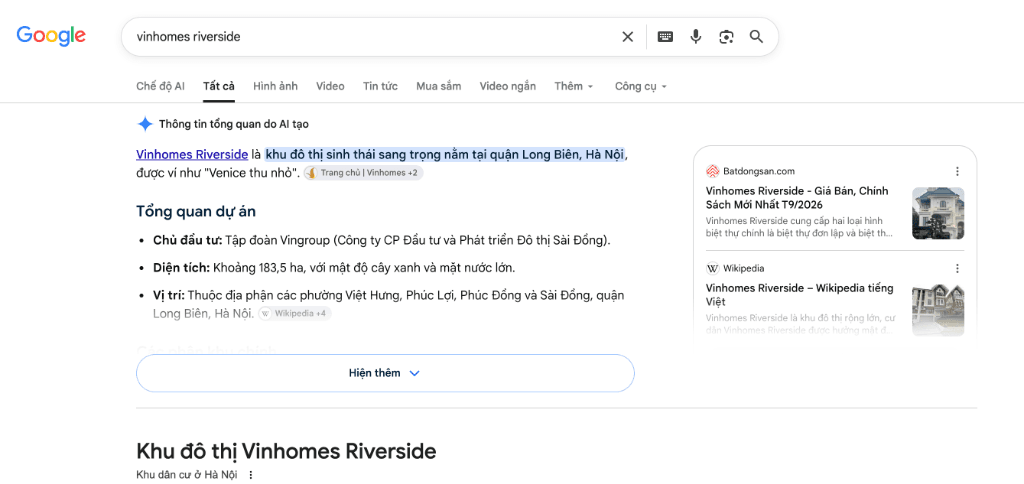 Vinhomes Riverside Long Biên: Vị Trí, Giá & Quỹ Căn Biệt Thự 2026