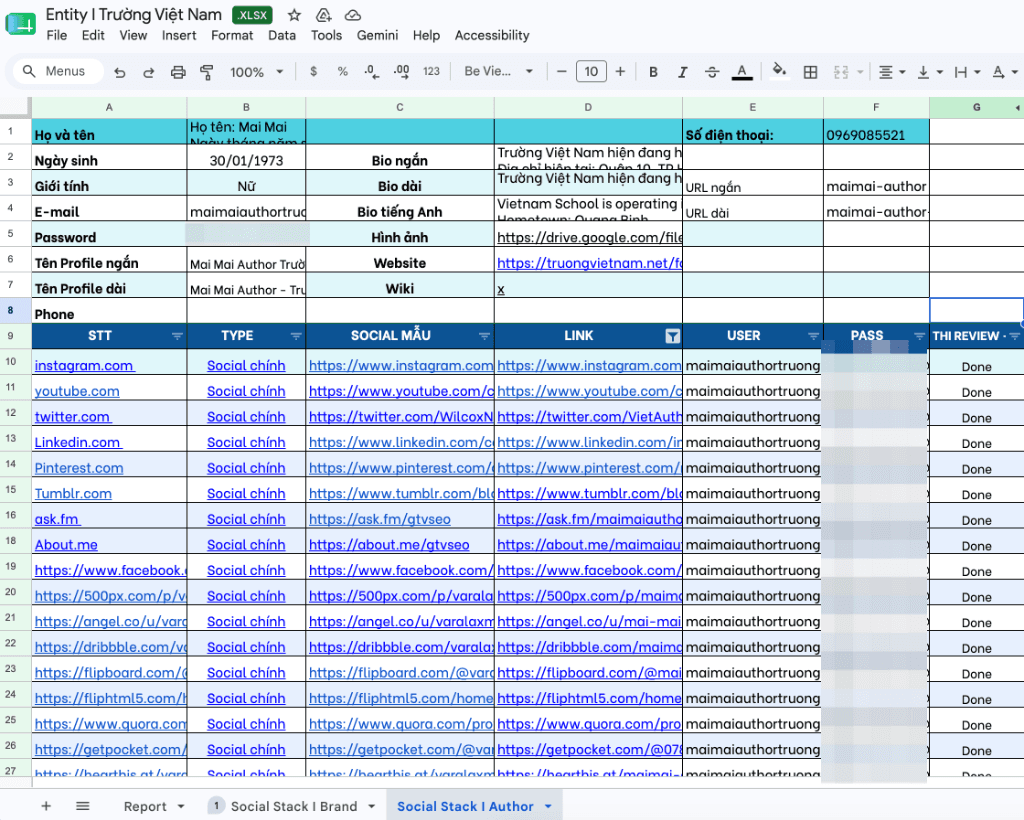 Báo cáo Social Stack Author - Trường Việt Nam