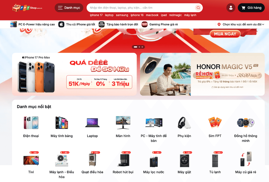 Giao diện kiểm tra Technical SEO trang thương mại điện tử lớn