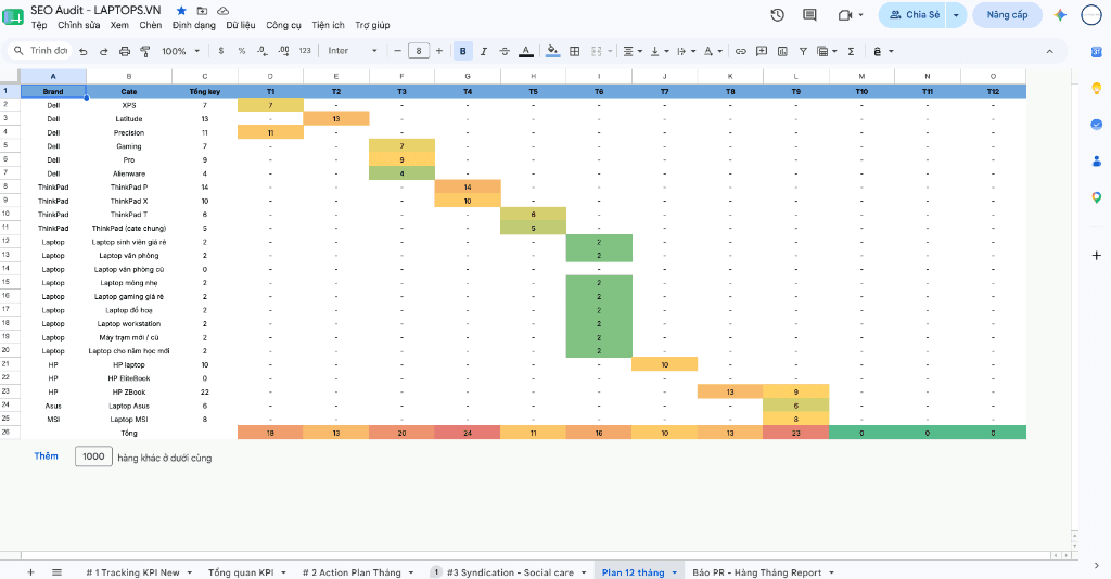 Plan Phân Bổ Lực Lượng 12 Tháng