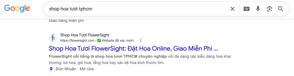 Top 1 Địa Phương "shop hoa tươi tphcm" (27.100 lượt tìm kiếm/tháng)