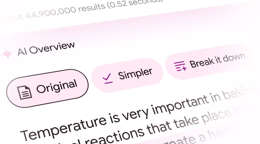Google AI Overview là gì - Giao diện tính năng AI Overview với các tùy chọn điều chỉnh câu trả lời trên Google Search