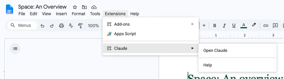 Claude đã có thể làm việc trực tiếp trong Google Docs Sheets và Slides