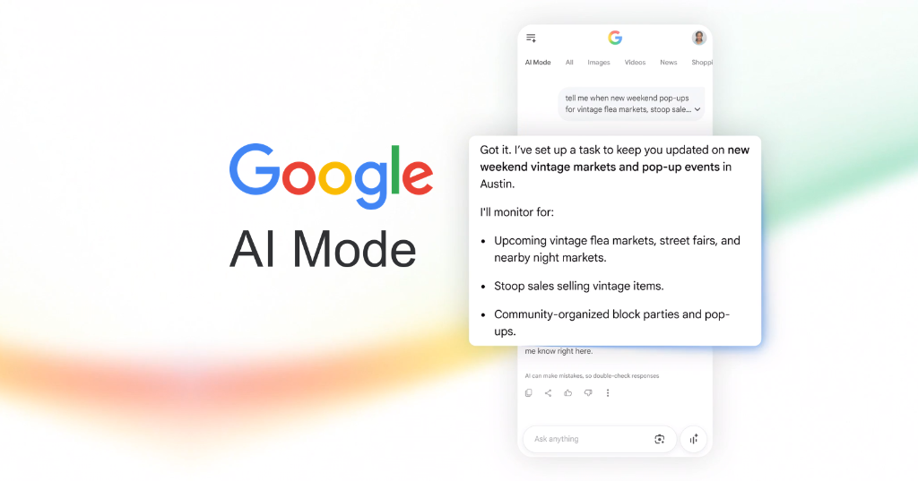 Giao diện tính năng Info Monitoring trong Google AI Mode