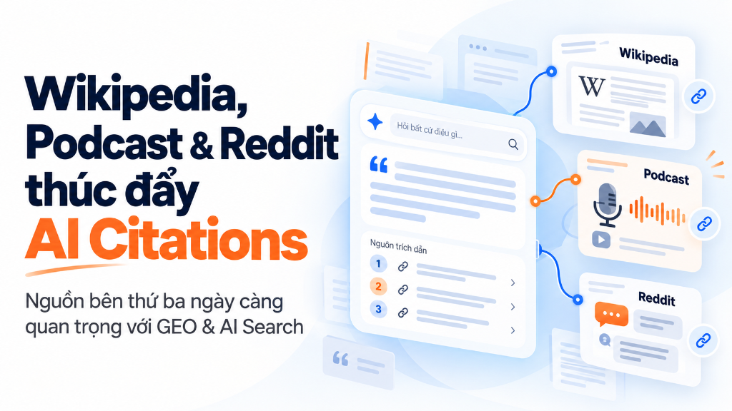 Wikipedia, Podcast và Reddit thúc đẩy AI Citations trong chiến lược GEO