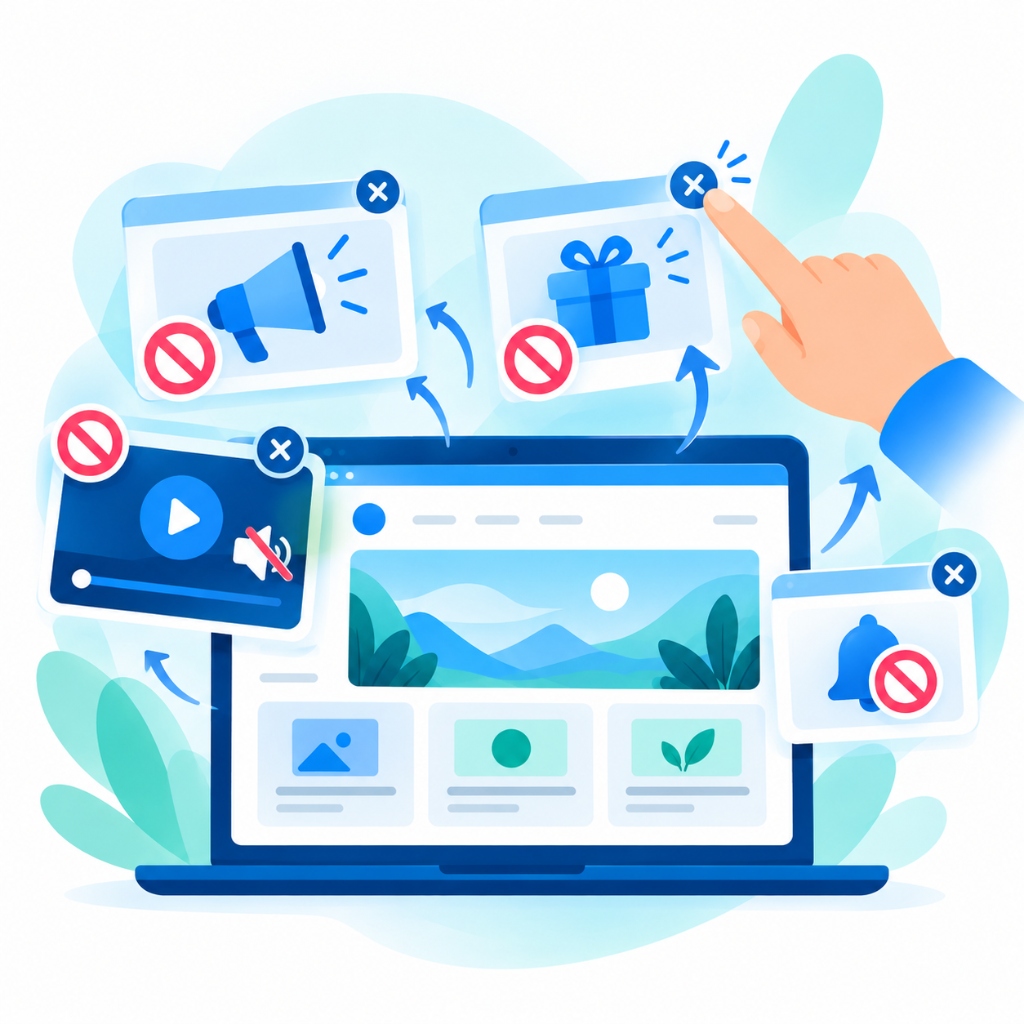 Loại bỏ pop-up gây phiền và tắt video tự động phát âm thanh khi vào website