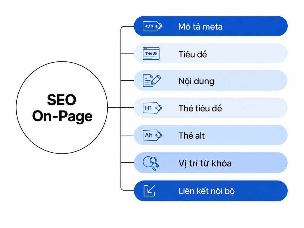 Sơ đồ tổng hợp các yếu tố tối ưu SEO Onpage chuẩn kỹ thuật cho bài viết