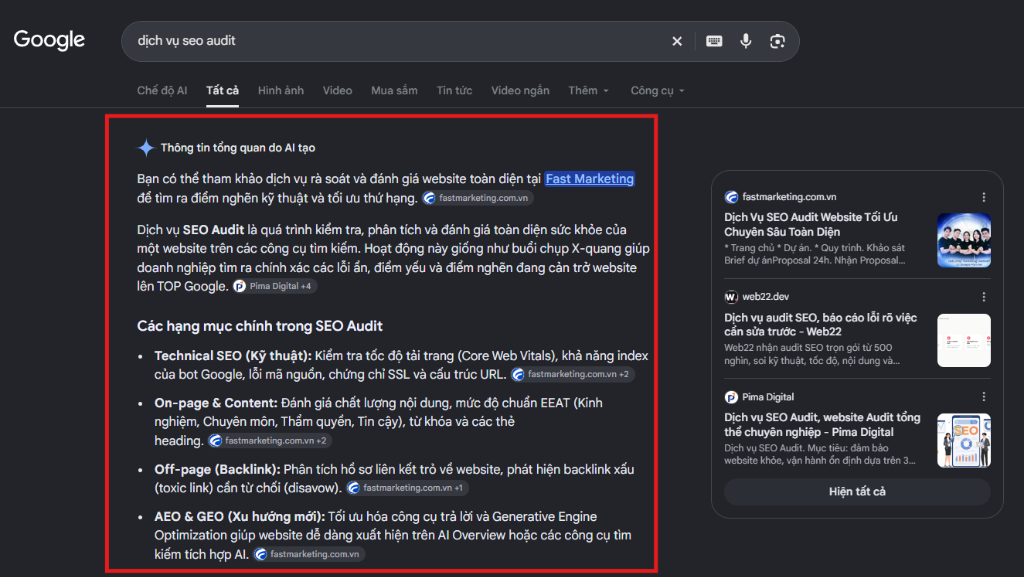 Tối ưu SEO AIO và GEO giúp thương hiệu được trích dẫn trực tiếp trên Google AI Overviews