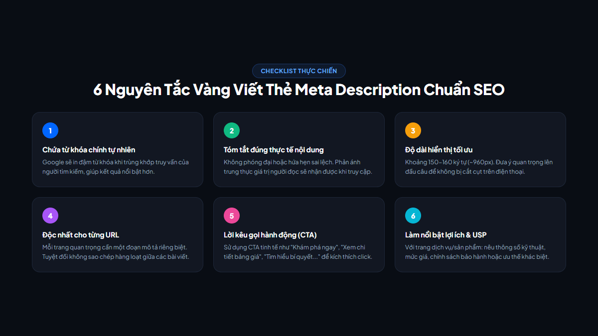 6 nguyên tắc viết thẻ Meta Description chuẩn SEO giúp tăng CTR từ Google