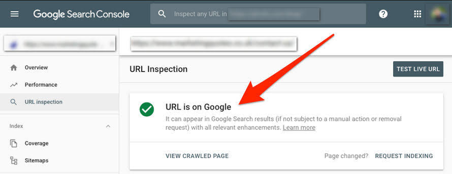 Kiểm tra URL is on Google và yêu cầu Index bài viết trên Google Search Console
