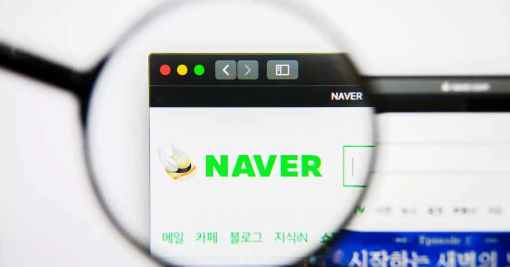 Giao diện công cụ tìm kiếm Naver của Hàn Quốc