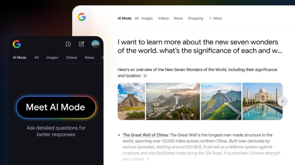 Giao diện Meet AI Mode chế độ tìm kiếm nâng cao bằng AI trên Google Search Labs