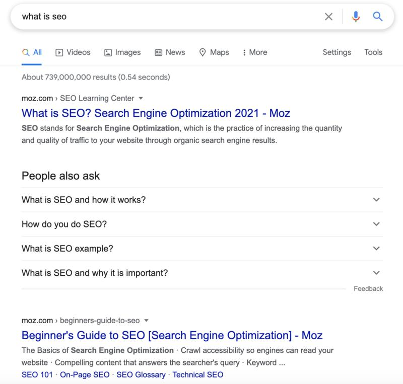 Khung câu hỏi liên quan People Also Ask trên Google SERP