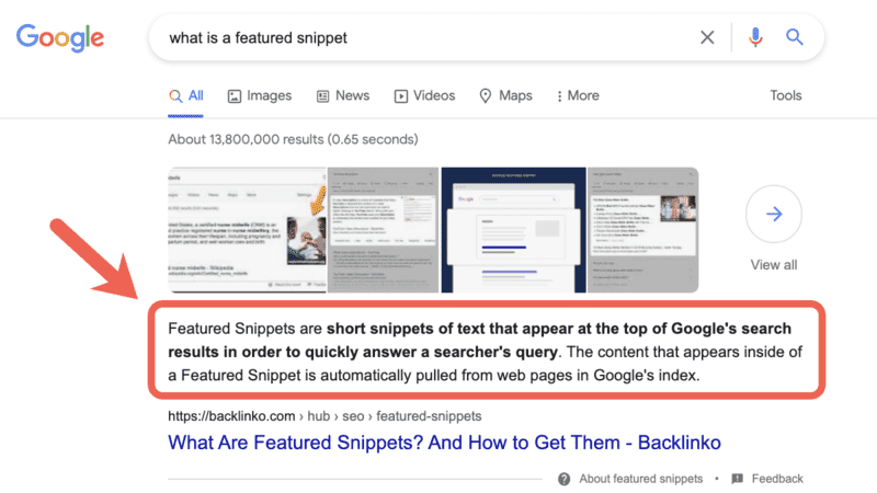 Featured Snippet dạng đoạn văn Paragraph trích xuất đoạn văn ngắn trả lời thẳng câu hỏi của người dùng