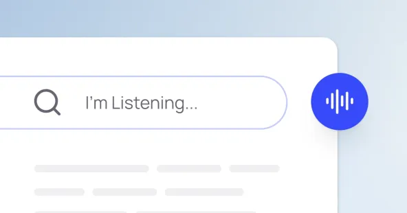 Giao diện thanh tìm kiếm giọng nói Voice Search I'm Listening với biểu tượng sóng âm thanh